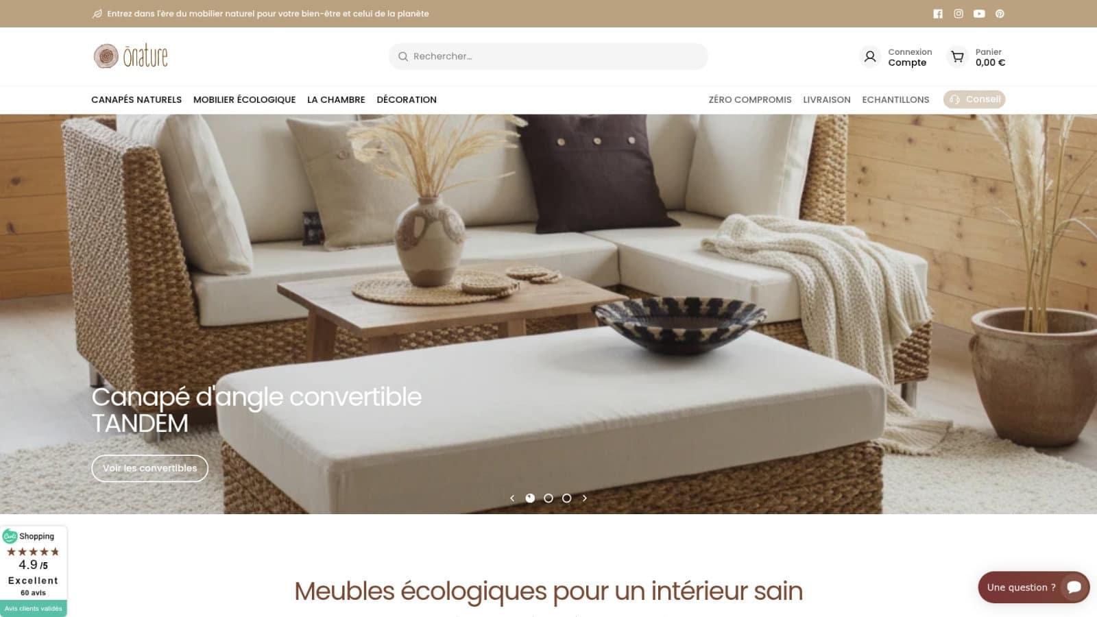 Ônature : la pureté des fibres végétales pour un salon zen